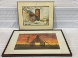 Lot of 2 Framed Barn Pictures