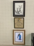 Lot of 3 Framed Pieces Including