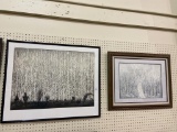2 Lg. Contemp. Framed Tree Prints