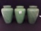 Lot of 3 Unmarked Green Pottery Vases