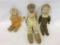 Group of 3 Various Tin Head Dolls-Well