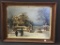 Framed Painting of Home in Winter-