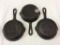 Lot of 3 Griswold #3 Cast Iron Skillets-#709