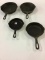 Lot of 4 Various Size Wagnerware Skillets