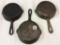 Lot of 3 Griswold #3-Cast Iron Skillets