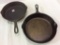 Lot of 2 Griswold Lg. Emblem Cast Iron Skillets