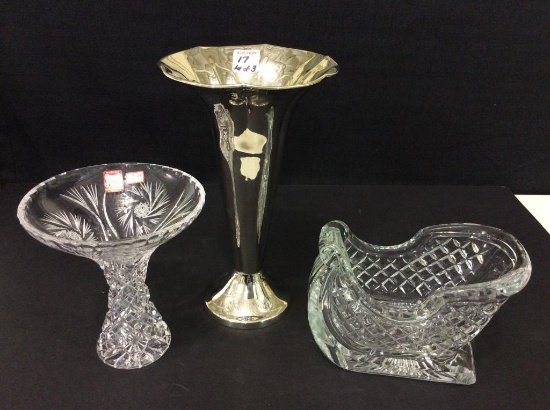 Lot of 3 Including Silver Design Vase