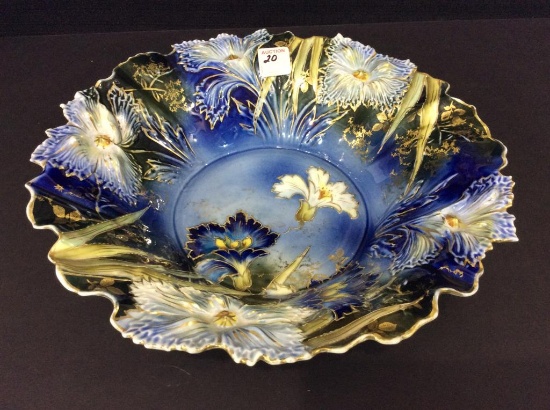Beautiful Unmarked Cobalt  Blue Floral