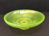Green Vaseline Pedestal Dish