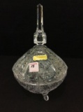 Hand Cut Lead Crystal Three Footed Candy DIsh