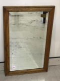 Wall Hanging Oak Framed Beveled Edge Mirror
