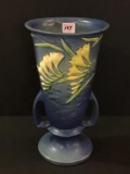 Roseville Freesia Tall Blue Vase #125-10 Inch