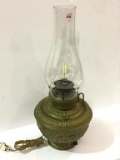 Brass Electrified Oil Lamp w/ Glass Chimney