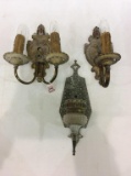 Lot of 3 Vintage Brass/Metal Wall Sconces-Approx.