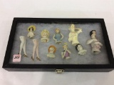 Group of 10 Various China & Bisque Half Doll