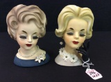 Lot of 2 Head Vases Including Napcoware C-6428 &