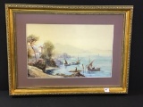 Framed Seaside Painting-Early 1900's by