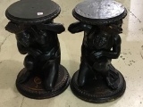 Pair of Unusual Figurial Carved Base Pedestals