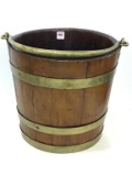 Very Nice Primitive Heavy Wood/ Brass Bucket