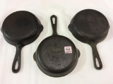 Lot of 3 Griswold #3 Cast Iron Skillets