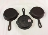 Lot of 3-Griswold #3 Cast Iron Skillets w/