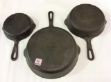 Lot of 3 Various Size Griswold Cast Iron Skillets