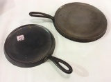 Lot of 2 Wagnerware Round Griddles w/ Handles