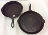 Lot of 2 Cast Iron Skillets-#8 Erie & #9