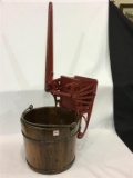 Primitive Wood Bucket w/ Vintage Mop Ringer-Pat