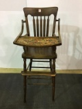 Primitive Child's Wood High Chair