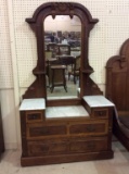 Victorian Dresser w/ Mirror, Candle Stands & White