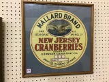 Framed Adv. Mallard Brand New Jersey Cranberries