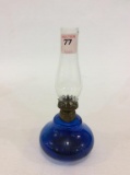 Sm. Cobalt Blue Kerosene Lamp Marked Twinkle