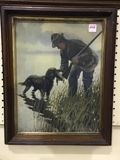 Antique Framed Print-Ducking Hunting Print