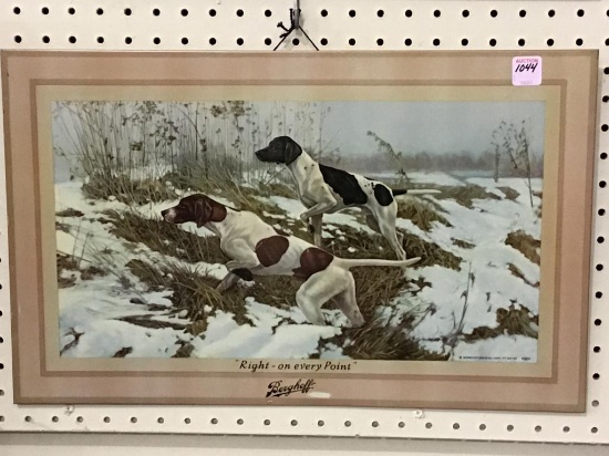 Framed Adv. Piece w/ Hunting Dogs-