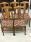 Set of 5 Matching Oak Chairs w/ Upholstered Seats