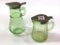 Pair of Green Depression Glass Syrups