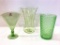 Lot of 3 Various Green Depression Vases