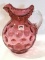 Cranberry Bubble Glass Fluted Edge Pitcher