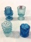 Set of 4- Various Blue Toothpick Holders