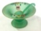 Green Floral Decorated Pedestal Dish w/