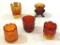 Set of 5 Various Orange & Amberina Glass