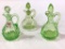 Lot of 3-Green Depression Vinegar Cruets