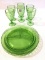 Lot of 9 Green Depression Glass Pieces