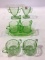 3 Various Sets of Green Depression Creamers