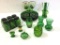 Lg. Group of Dark Green Glassware Including