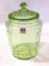 Green Depression Cookie Jar w/ Lid