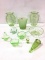 Collection of Green Depression Glassware Including