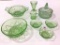 Collection of Green Depression Including Bowls,