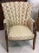 Vintage Upholstered Chair w/ Wood Trim